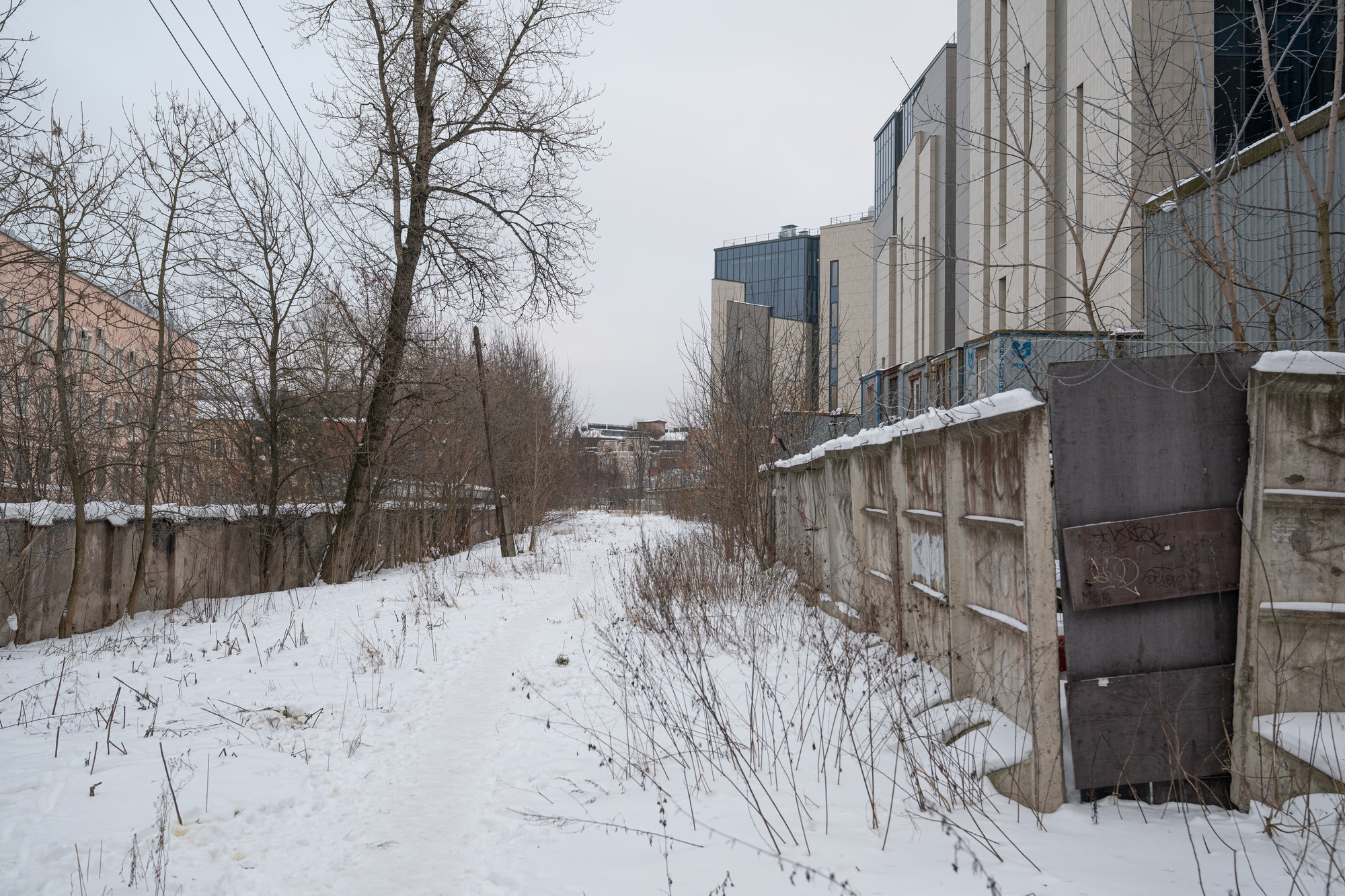 Вид на бывшие железнодорожные пути со стороны станции «Бадаевская». Фото: «Бумага»