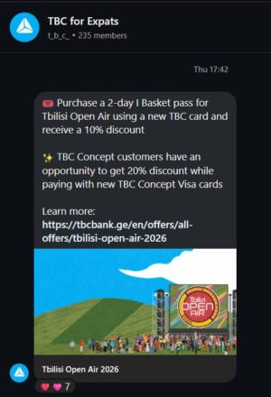 TBC запустил канал для экспатов